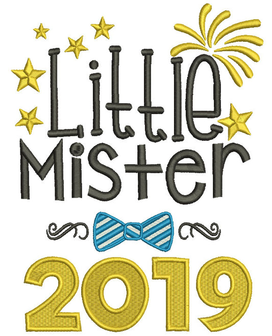 Little Mister 2019 Happy New Year Filled Machine Embroidery Design Digitized Pattern
