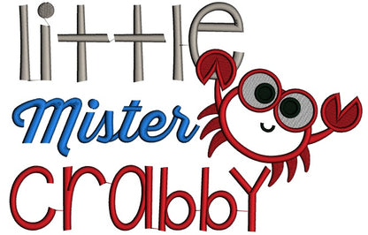 Little Mister Crabby Applique Machine Embroidery Design Digitized Pattern