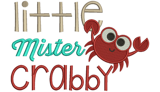 Little Mister Crabby Filled Machine Embroidery Design Digitized Pattern
