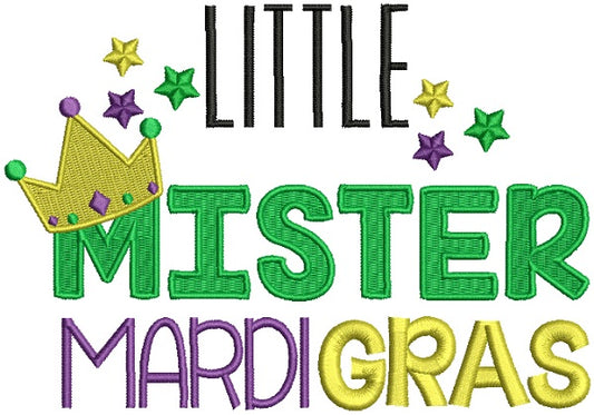 Little Mister Mardi Gras Filled Machine Embroidery Design Digitized Pattern