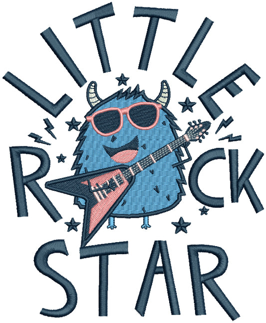 Little Mosnter Rock Star Filled Machine Embroidery Design Digitized Pattern