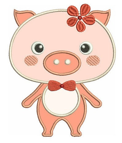 Little Piggy Applique Machine Embroidery Digitized Design Pattern - Instant Download - 4x4 , 5x7, and 6x10 -hoops