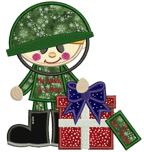 Little Soldier Christmas Applique Machine Embroidery Digitized Design Pattern