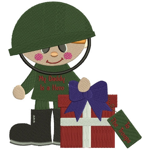 Little Soldier Christmas Filled Machine Embroidery Digitized Design Pattern