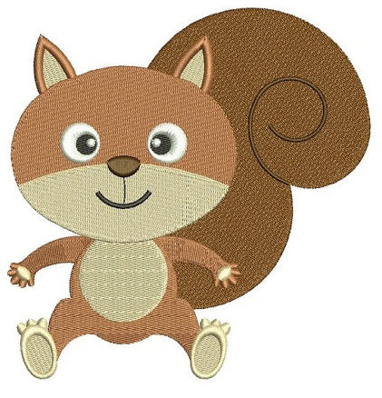 Little Squirrel Digitized Machine Embroidery Design Space Animal Filled Pattern - Instant Download - 4x4 , 5x7, and 6x10 -hoops