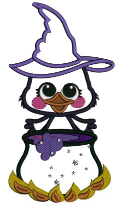 Little Wizard Magic Crow Applique Halloween Machine Embroidery Design Digitized Pattern