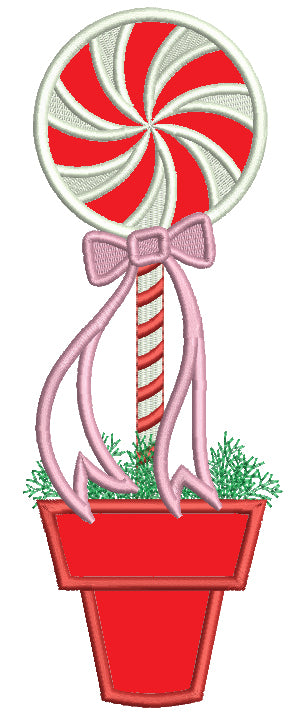 Lollipop Tree Christmas Applique Machine Embroidery Design Digitized Pattern