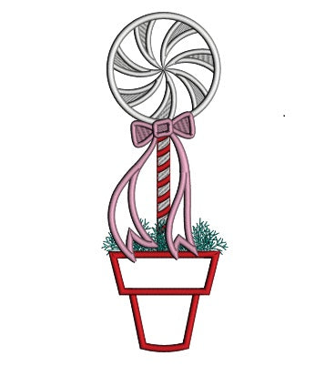 Lollipop Tree Christmas Applique Machine Embroidery Design Digitized Pattern