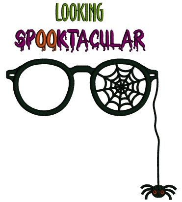 Looking Spooktacular Glasses and Spider Halloween Applique Machine Embroidery Design Digitized Pattern