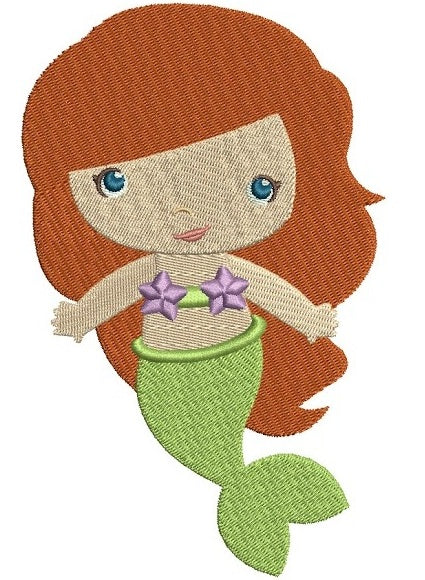Looks Like Ariel Mermaid Princess Filled Digitized Machine Embroidery Design Digitized Pattern