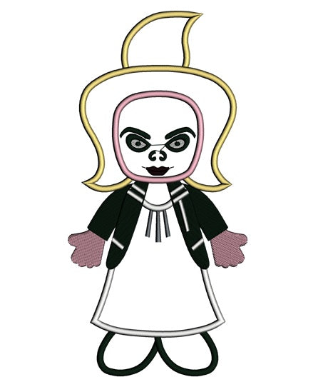 Looks Like Bride of Chucky Horror Applique Machine Embroidery Digitized Design Pattern