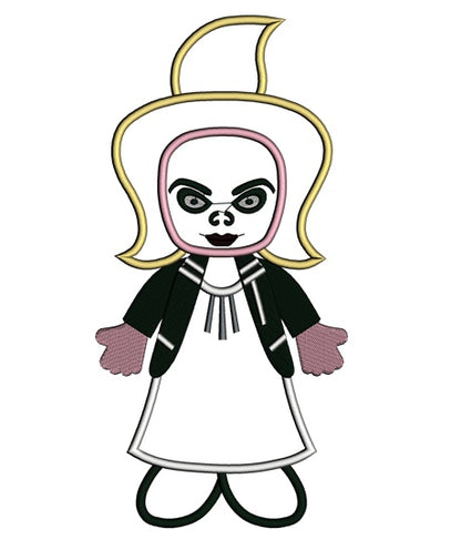 Looks Like Bride of Chucky Horror Applique Machine Embroidery Digitized Design Pattern