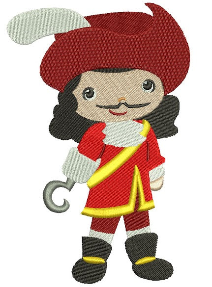Looks Like Captain Hook Filled Machine Embroidery Design Digitized Pattern