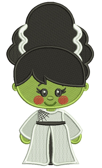 Looks Like Cute Bride Of Frankenstein Monster Halloween Filled Machine Embroidery Digitized Design Pattern