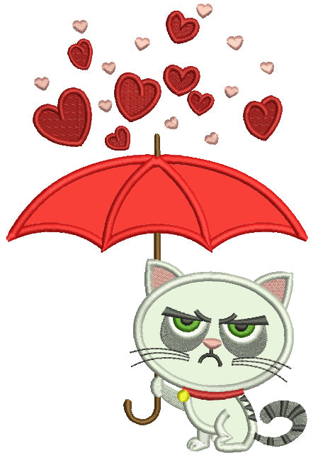Looks Like Grumpy Cat Holding Umbrella Applique Machine Embroidery Design Digitized Pattern