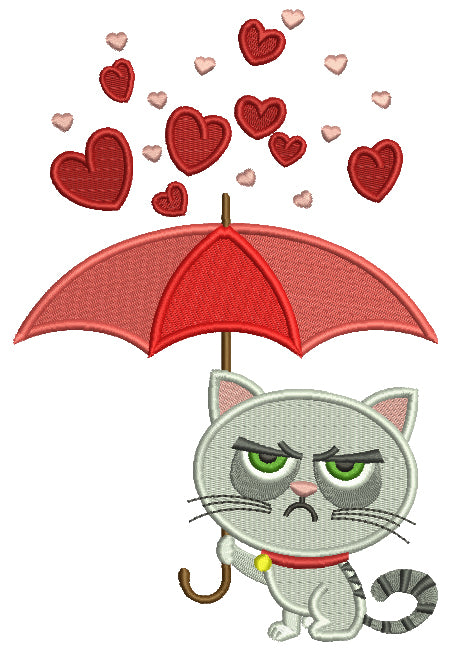 Looks Like Grumpy Cat Holding Umbrella Filled Machine Embroidery Design Digitized Pattern