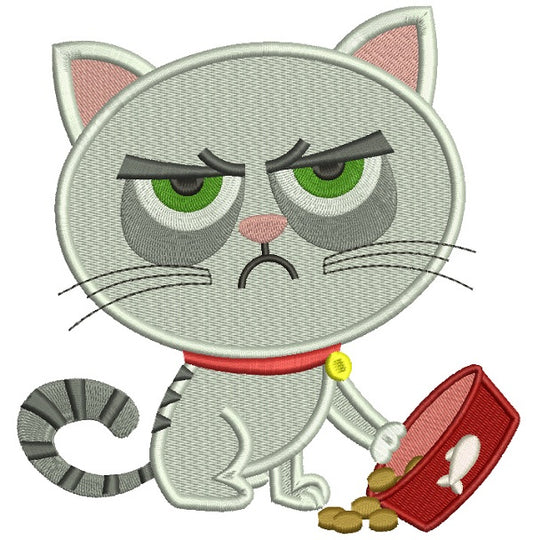 Looks Like Grumpy Cat Throwing Food Out Filled Machine Embroidery Design Digitized Pattern