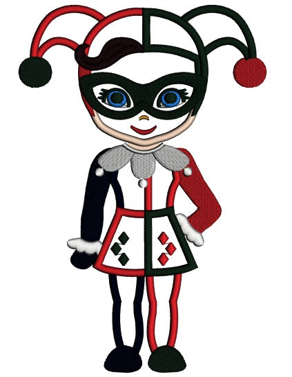 Looks Like Harley Quinn From Batman Applique Machine Embroidery Design Digitized Pattern