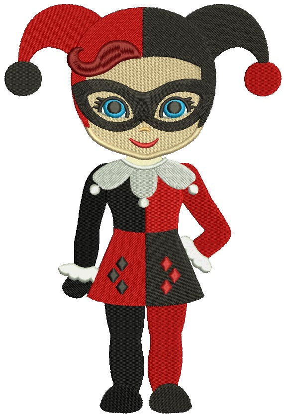 Looks Like Harley Quinn From Batman Filled Machine Embroidery Design Digitized Pattern