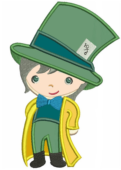 Looks Like Mad Hatter from Alice in Wonderland Applique Machine Embroidery Digitized Design Pattern