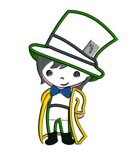 Looks Like Mad Hatter from Alice in Wonderland Applique Machine Embroidery Digitized Design Pattern