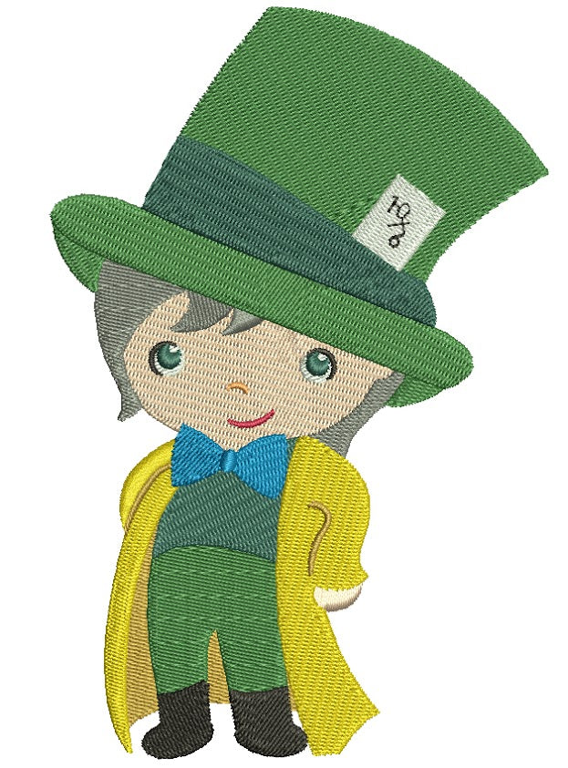 Looks Like Mad Hatter from Alice in Wonderland Filled Machine Embroidery Digitized Design Pattern