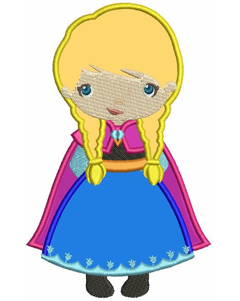 Looks Like Princess Anna from Frozen Applique Machine Embroidery Design Digitized Pattern