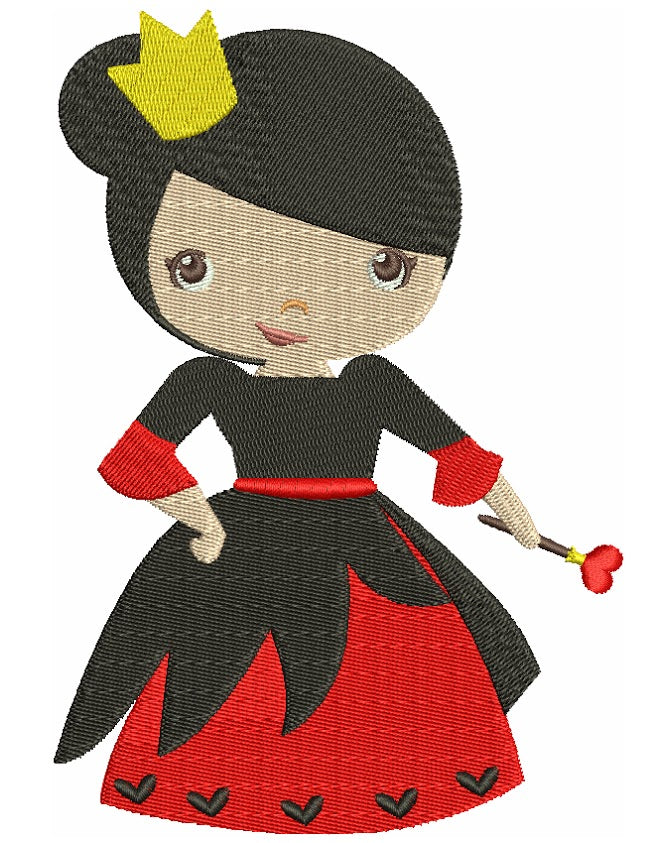 Looks Like Red Queen from Alice in Wonderland Filled Machine Embroidery Digitized Design Pattern