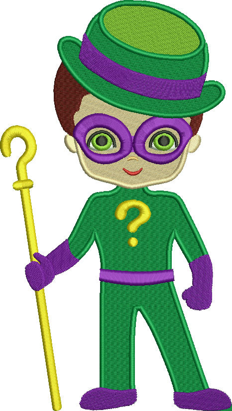 Looks Like Riddler From Batman Filled Machine Embroidery Design Digitized Pattern