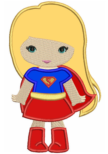 Looks Like Super Girl Hero Superman Hands Out Applique Machine Embroidery Design Digitized Pattern