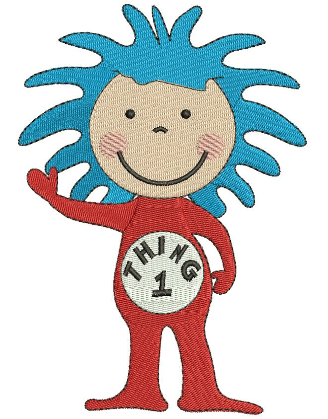 Looks Like Thing One from Cat in the Hat Filled Machine Embroidery Digitized Design Pattern