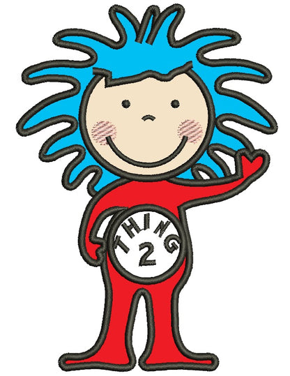 Looks Like Thing Two from Cat in the Hat Applique Machine Embroidery Digitized Design Pattern