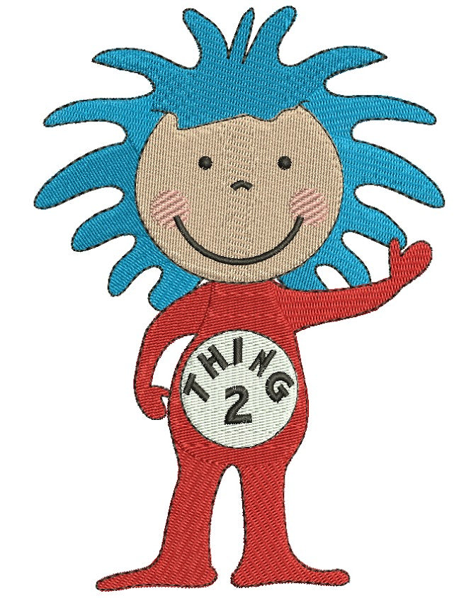 Looks Like Thing Two from Cat in the Hat Filled Machine Embroidery Digitized Design Pattern