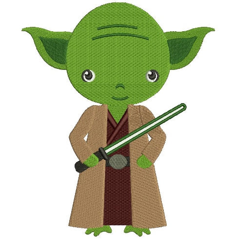Looks Like Yoda From Star Wars Filled Machine Embroidery Digitized Design Pattern