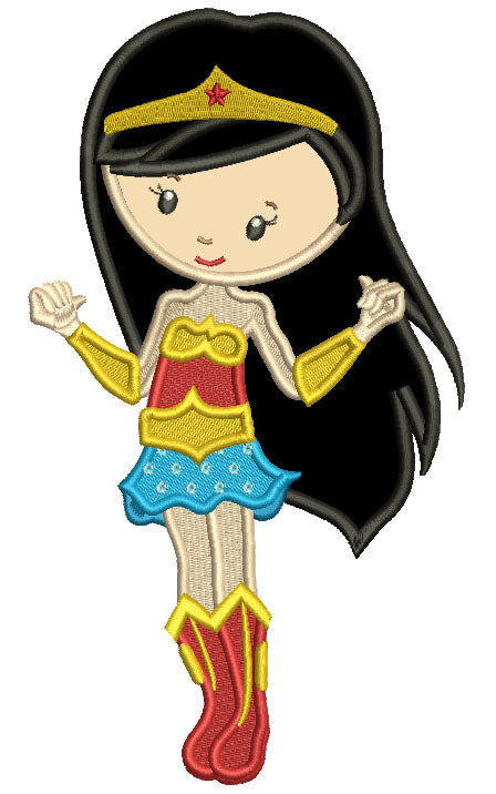 Looks Like a Wonder Woman Supergirl Applique Machine Embroidery Design Digitized Pattern