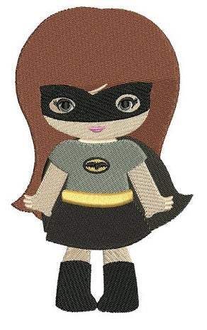 Looks like Batman Girl (hands out) Super Hero Machine Embroidery Digitized Filled Pattern - Instant Download - fits 4x4 , 5x7, 6x10 hoops