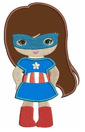 Looks like Captain America Super Girl Hero Applique (hands in) - Machine Embroidery Digitized Design - Instant Download - 4x4 , 5x7,6x10