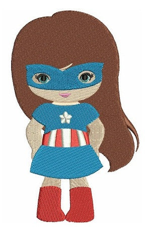 Looks like Captain America Super Girl Hero (hands in) - Filled Machine Embroidery Digitized Design - Instant Download - 4x4 , 5x7,6x10 hoops