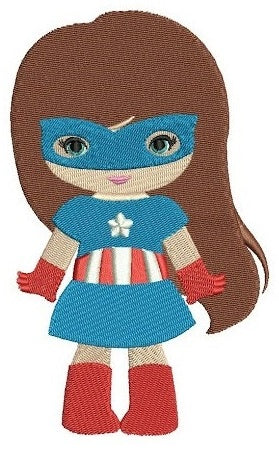 Looks like Captain America Super Girl Hero (hands out) - Filled Machine Embroidery Digitized Design - Instant Download - 4x4 , 5x7,6x10