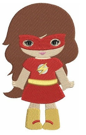 Looks like Girl Flash Super Hero (hands out) - Machine Embroidery Filled Digitized Design Pattern -Instant Download - 4x4 , 5x7, 6x10 hoops