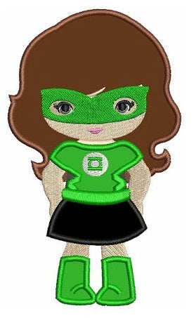Looks like Lantern Girl Applique Super Hero (hands in) - Machine Embroidery Digitized Design Pattern - Instant Download - 4x4 , 5x7, 6x10