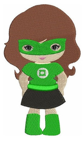 Looks like Lantern Girl Super Hero (hands in) - Machine Embroidery Filled Digitized Design Pattern - Instant Download - 4x4 , 5x7, 6x10