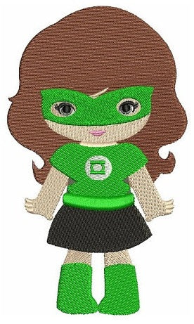 Looks like Lantern Girl Super Hero (hands out) - Machine Embroidery Digitized Filled Design Pattern - Instant Download - 4x4 , 5x7, 6x10