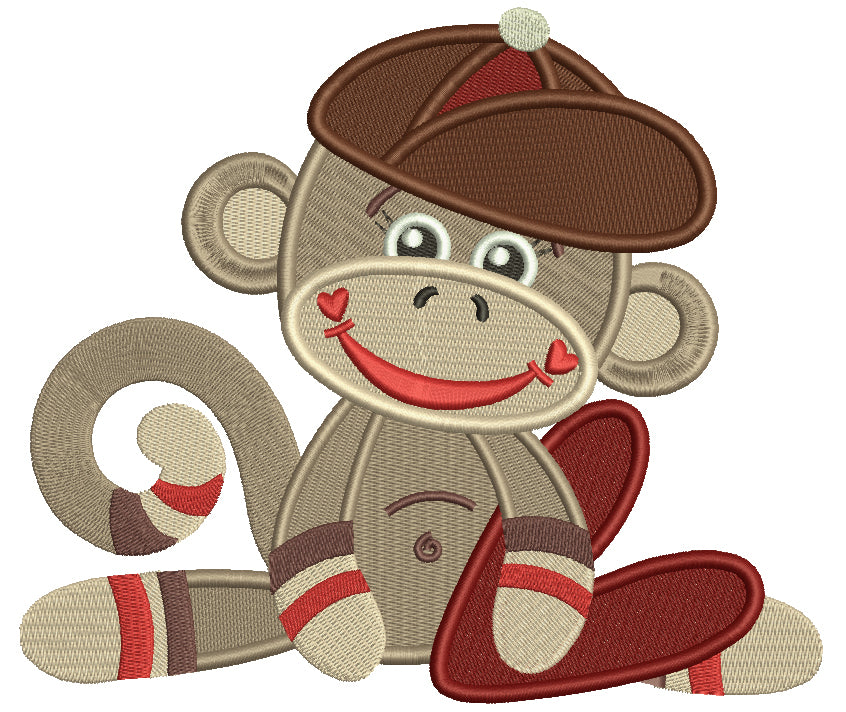 Looks like Sock Monkey Little Boy Filled Machine Embroidery Design Digitized Pattern