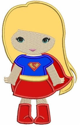Looks like Super Girl Applique Machine Embroidery Design Pattern (hands out) - Instant Download - to fit 4x4 , 5x7, and 6x10 hoops