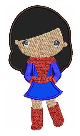 Looks like Spider Girl Super Hero Applique No Mask (hands in) - Machine Embroidery Digitized Design Pattern - Instant Download -4x4,5x7,6x10