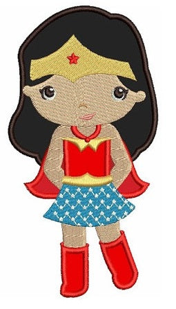 Looks like Wonder Woman Super Girl Hero Applique (hands in) - Machine Embroidery Digitized Design - Instant Download - 4x4 , 5x7,6x10