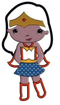 Looks like Wonder Woman Super Girl Hero Applique (hands in) - Machine Embroidery Digitized Design - Instant Download - 4x4 , 5x7,6x10
