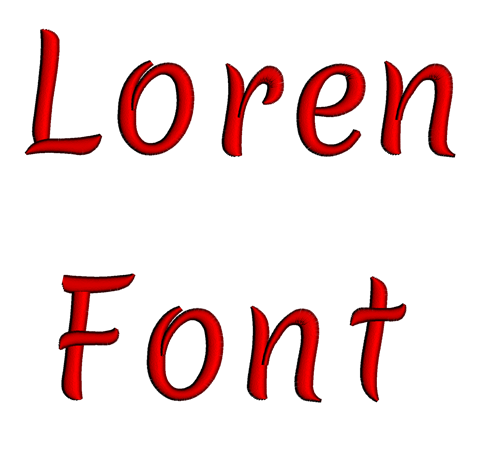 Loren Font Machine Embroidery Script Upper and Lower Case 1 2 3 inches
