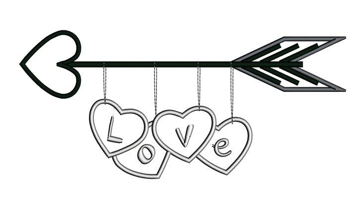 Love Arrow Applique Machine Embroidery Digitized Design Pattern